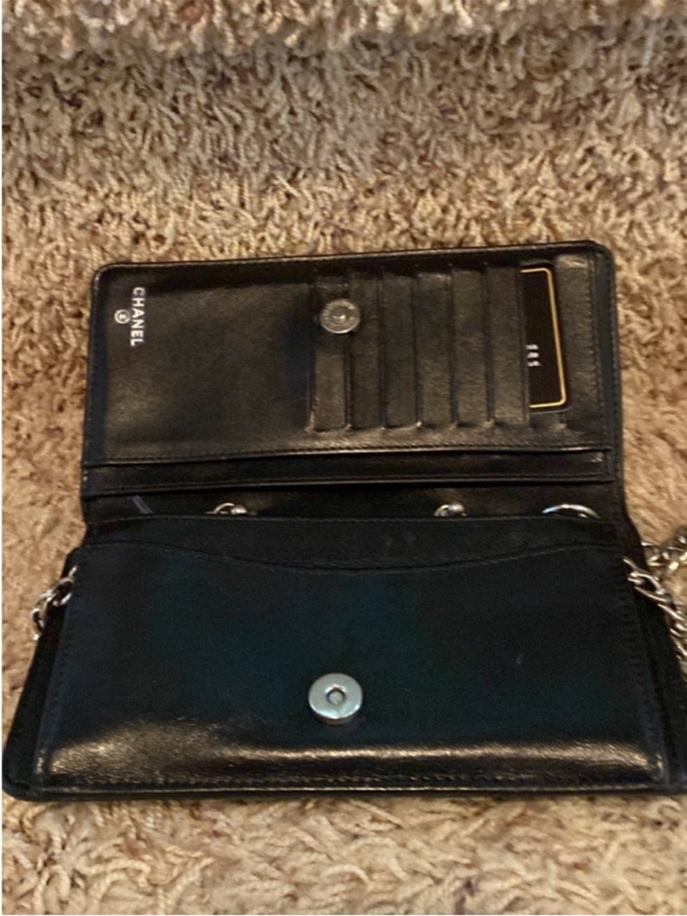 CHANEL Black Quilted Leather Wallet on Chain with Silver Hardware - Picture 4 of 11